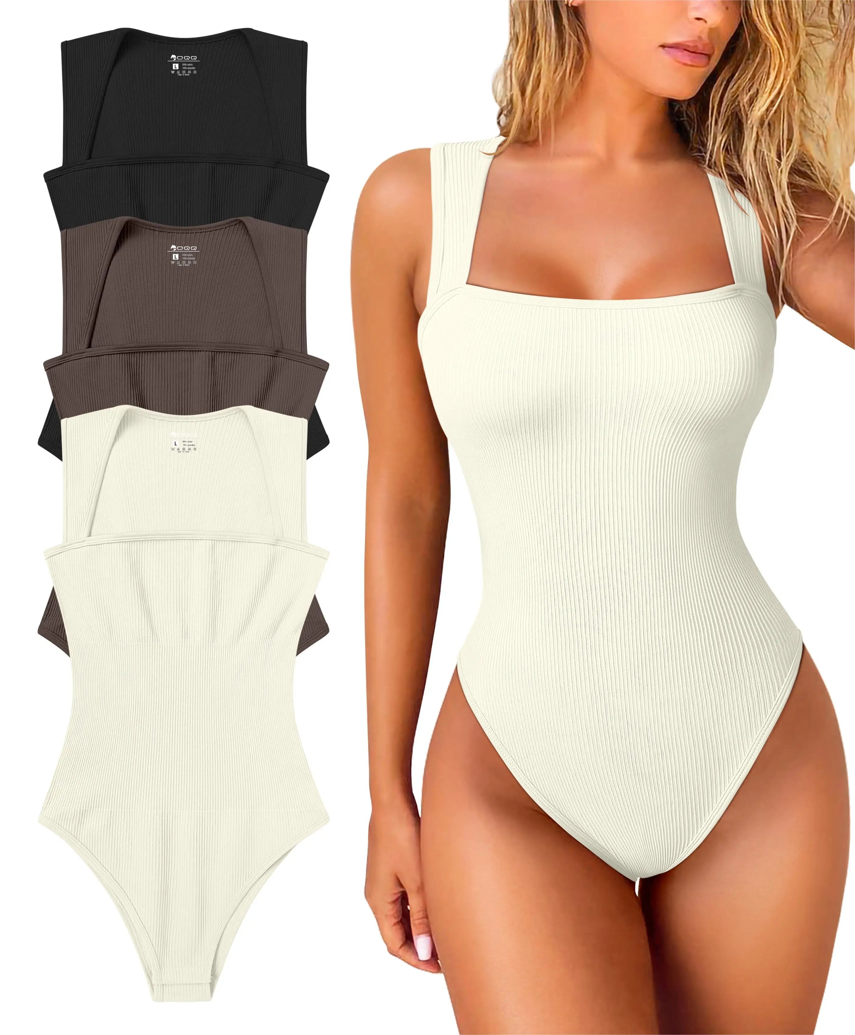 Hot Sale Sleeveless Square Neck Wide Shoulder Strap Seamless Women's Fitness Bodysuits