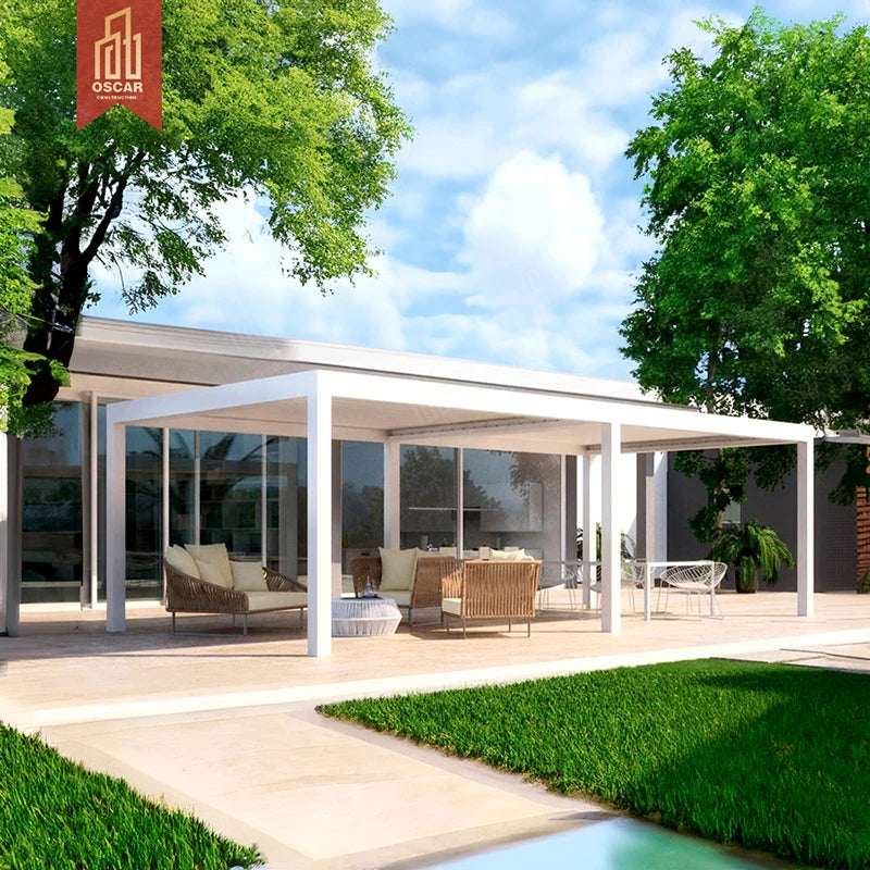 Aluminum Pergola 10x12 12x12 12x14 12x16 12x20 Ft OEM Bioclimatic Motorised Louvre Pergola Aluminum Modern Outdoor