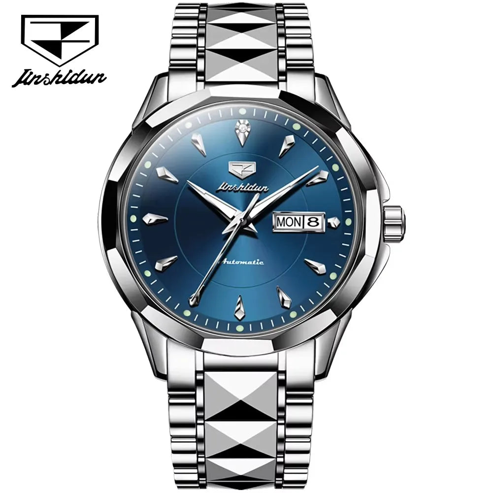 Jsdun 8936 Business Automatic Watch Male Dual Calendar Mechanical Wristwatch Waterproof Synthetic Sapphire Mirror Men Watches