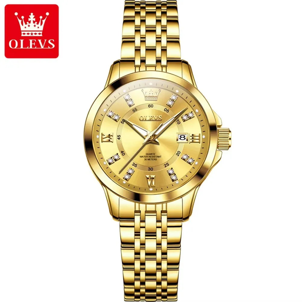 OLEVS 3620 Quartz Women's Watches Elegant Fashion Luminous Hands Ladies Leisure Diamond Dial Life 3Bar Waterproof Wristwatch