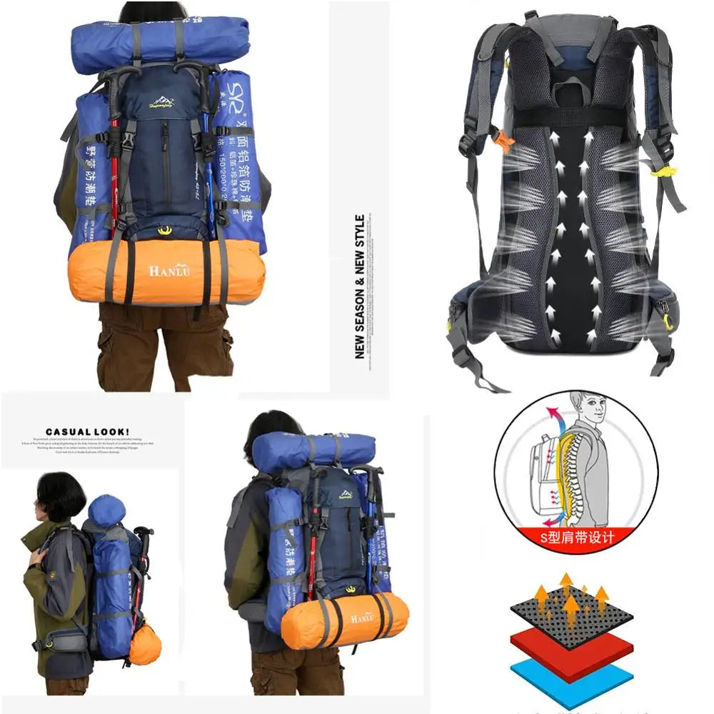 Sami Studio 60L Alligator Pattern Softback Unisex Fashion Backpack Shoe Compartment Outdoor Waterproof Zipper Nylon Resin Mesh