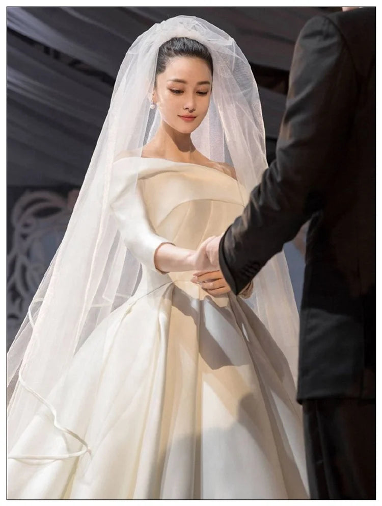 V071 Hot Selling Romantic Outdoor Simple Wedding Bridal Veils 1.5M,3.4M.6M Long High Quality Bridal Wedding Accessories