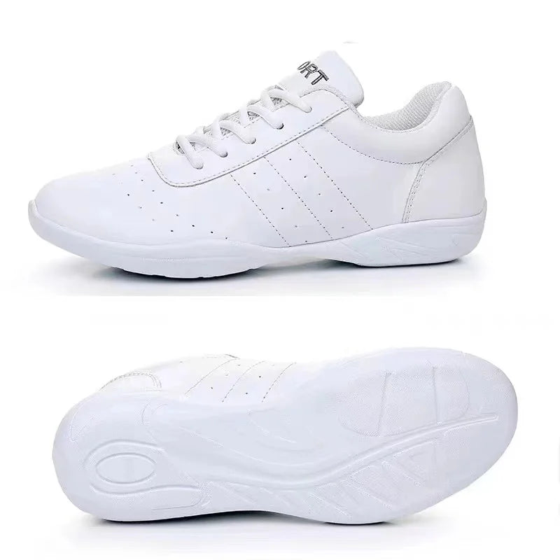 Children's Modern Competitive Dance Sneakers White Jazz Gymnastics Cheerleading Shoes Black Line Fashionable Dance Shoes