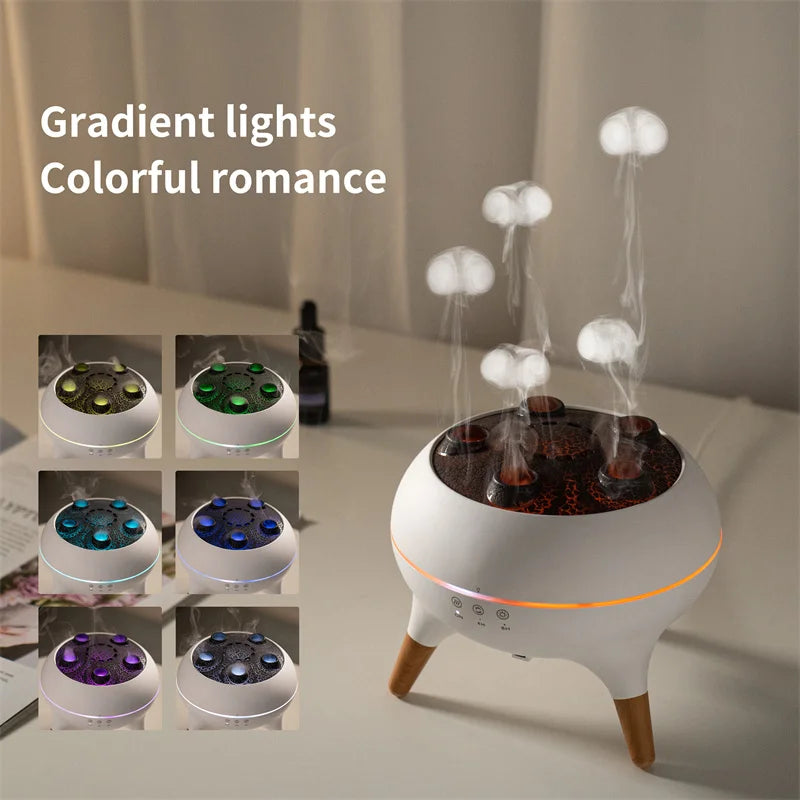 New Arrival 250ml Ultrasonic Flame Aroma Diffuser Jellyfish Spray Humidificador with Remote Control for Desktop Car & Hotel