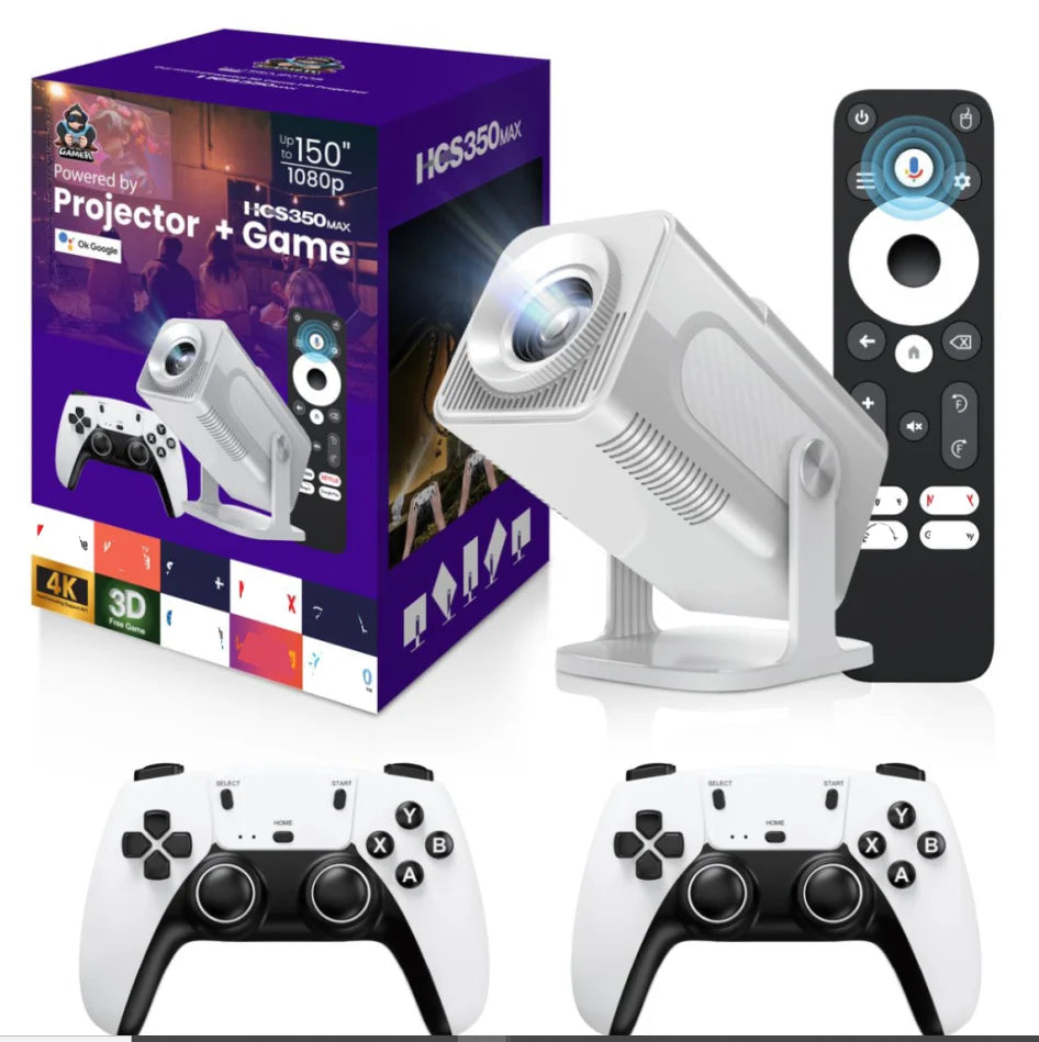 High Dynamic HCS350 MAX  HD Smart Game Projector with 2 Joy Sticks Controller Indoor Outdoor 1080P Wifi Gaming Projector