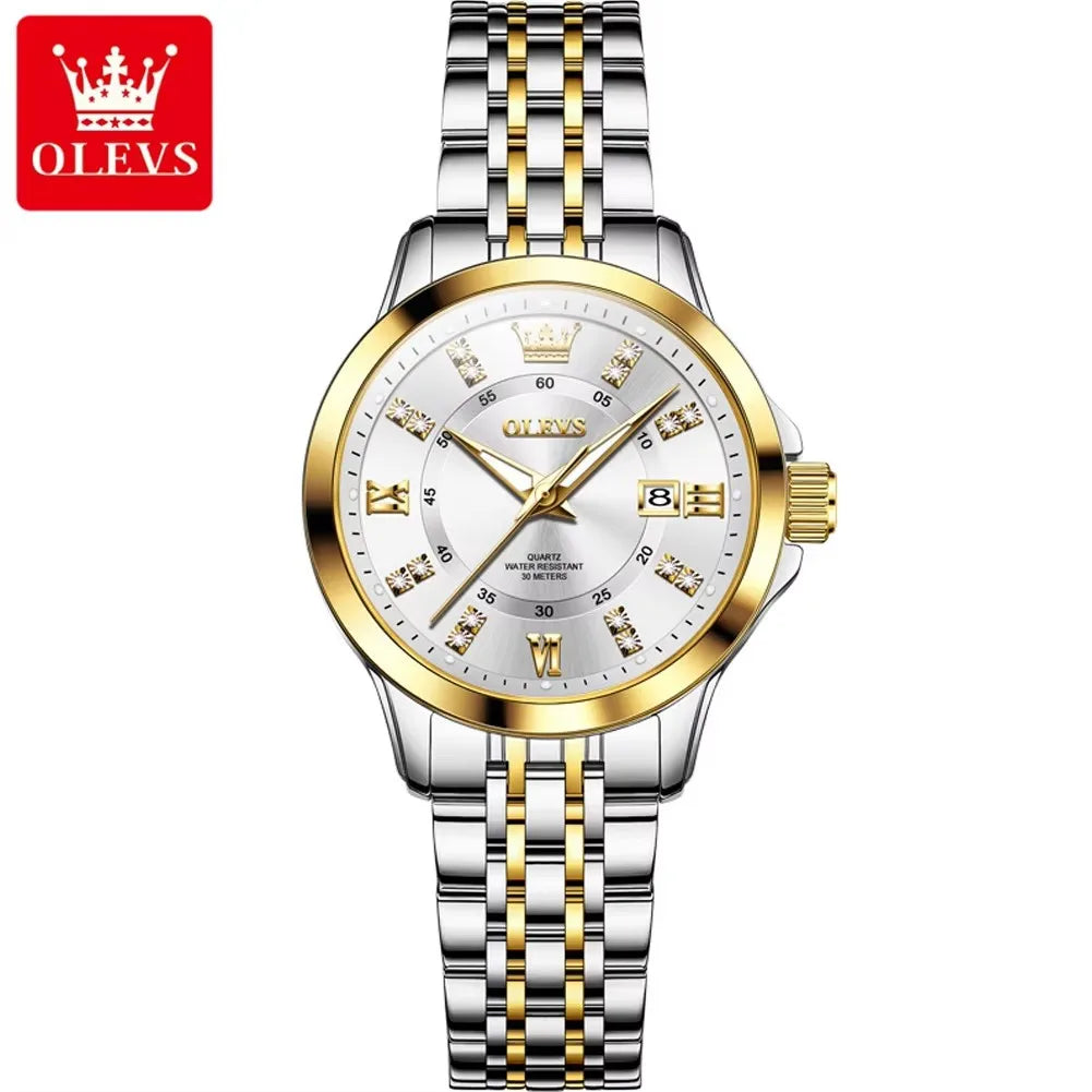 OLEVS 3620 Quartz Women's Watches Elegant Fashion Luminous Hands Ladies Leisure Diamond Dial Life 3Bar Waterproof Wristwatch