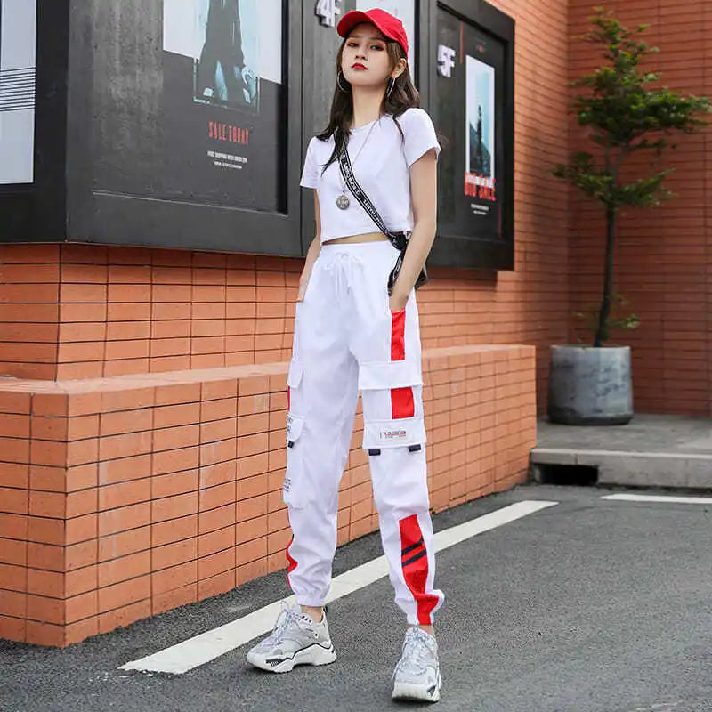 Women's Joggers Casual Sports Girls Fashion Hip-hop Streetwear Pants Fashion Cargo Pants Female Dance Sweatpants Trousers Black
