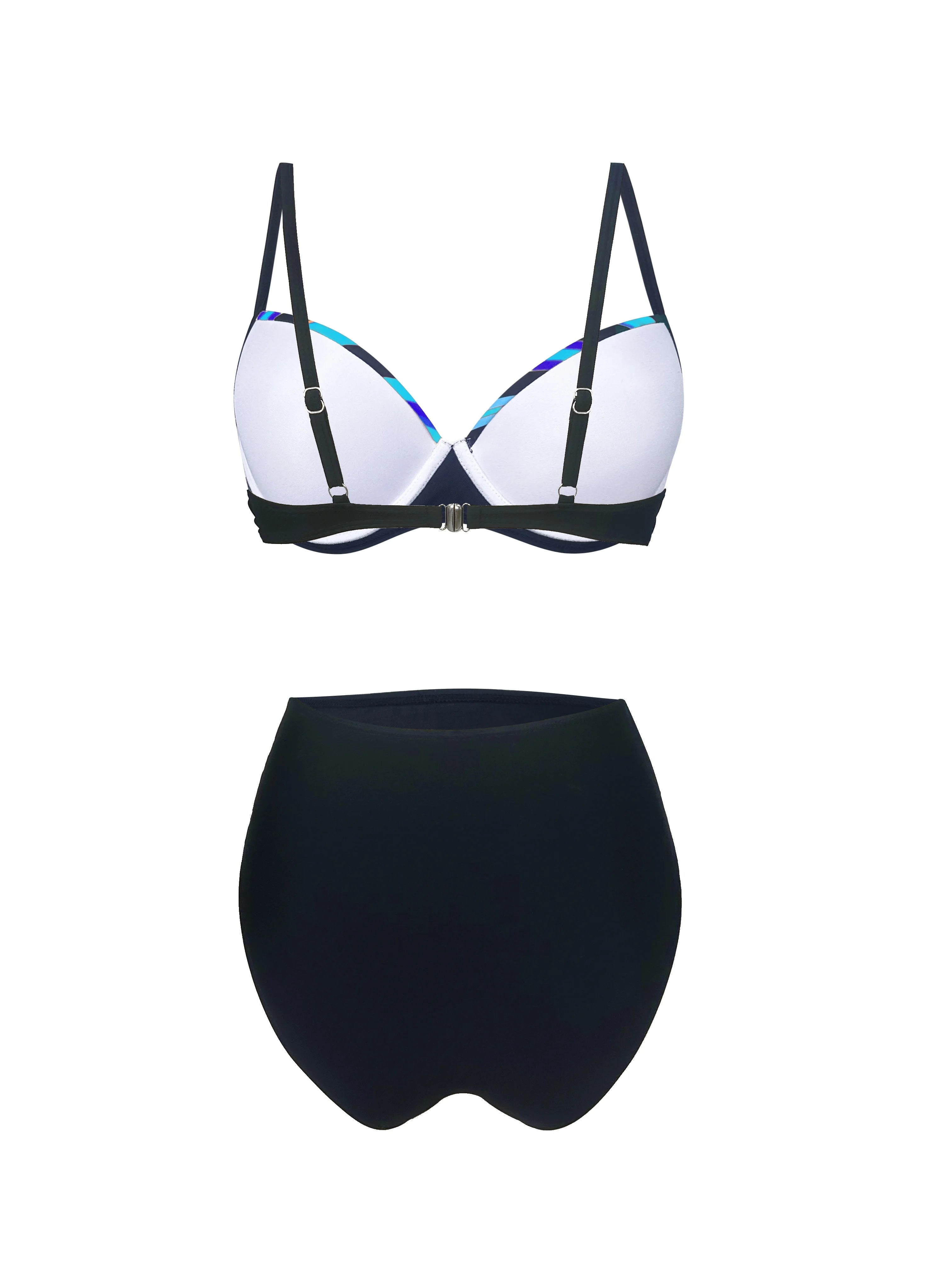 Striped Print Multicolor Bikini Swimsuit Women'S Two-Piece Set Easy Fashion Swimwear Hot Item