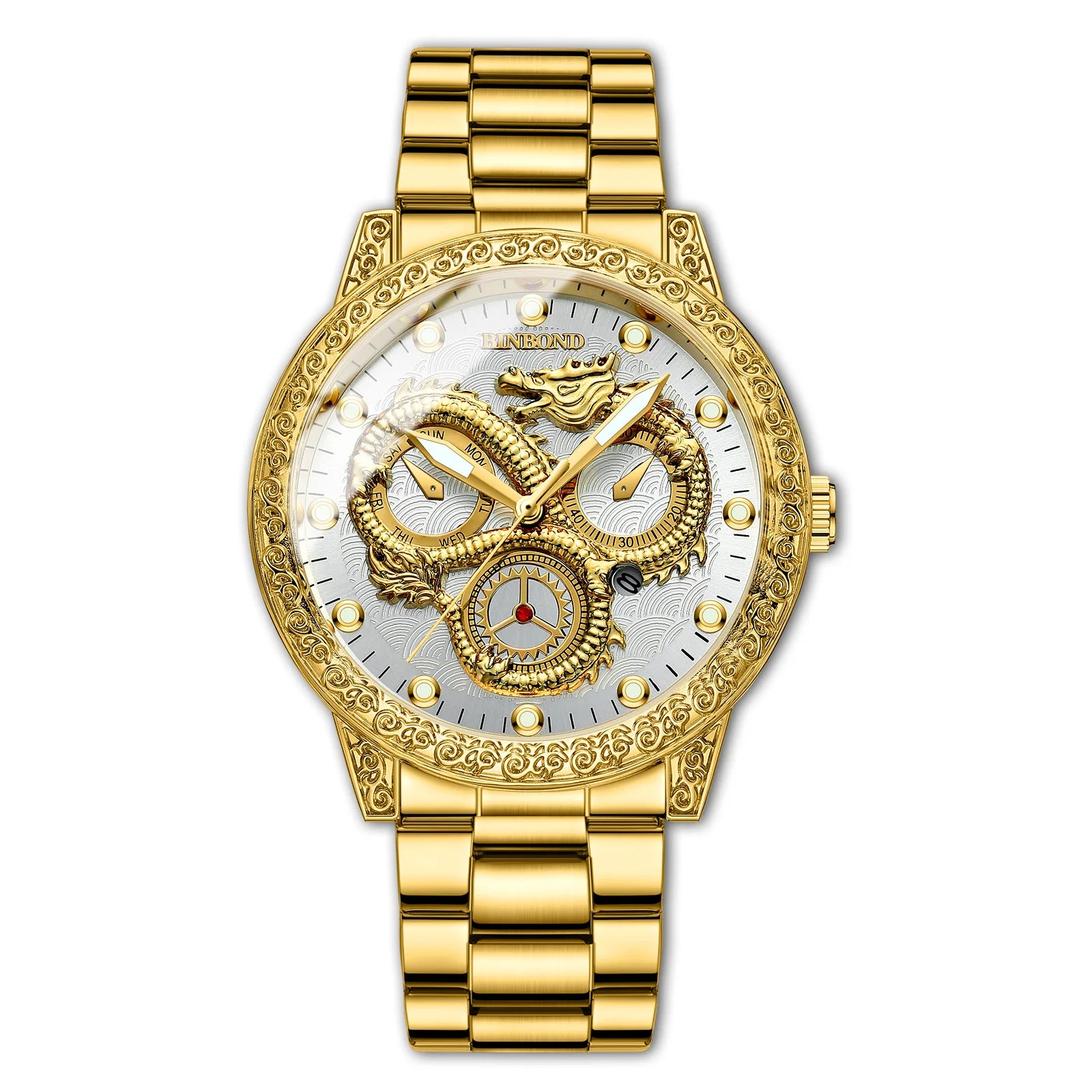 Binbond B3030 3030 Casual Wristwatch Waterproof Luminous Date Stainless Steel High Quality Men Watch Luxury Quartz Men's Watches