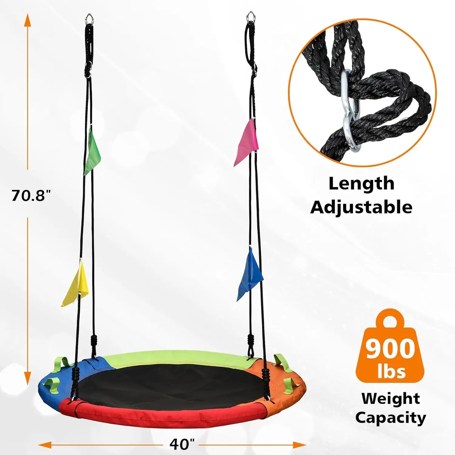 ZOSHINE 40inch Outdoor Play Net Swing Waterproof and Garden-Resistant Children's Toy Swing for Home Use