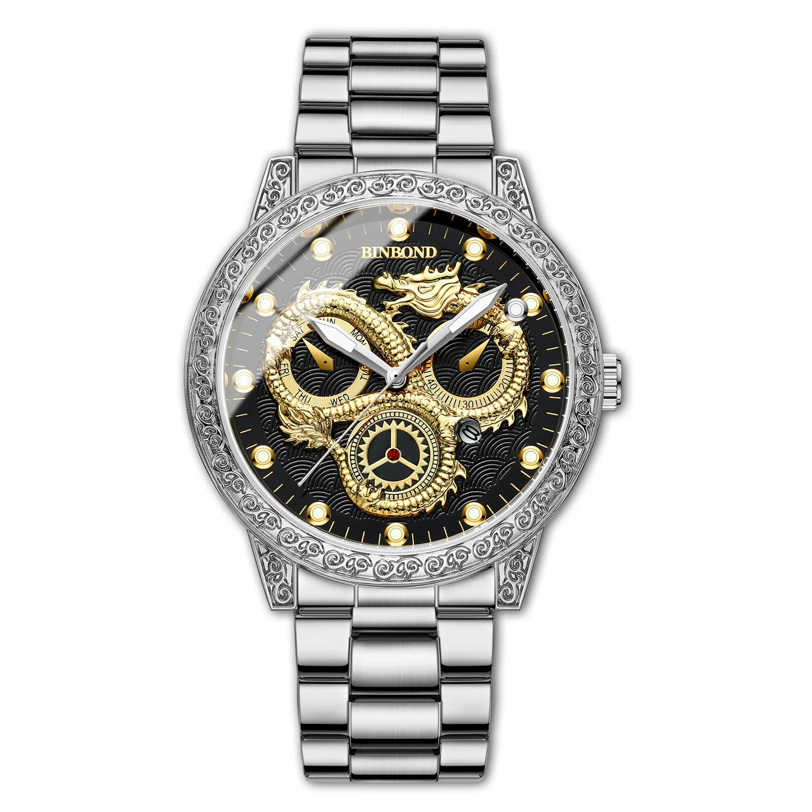 Binbond B3030 3030 Casual Wristwatch Waterproof Luminous Date Stainless Steel High Quality Men Watch Luxury Quartz Men's Watches