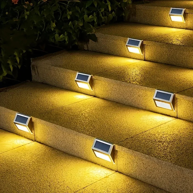 Solar Stainless Steel 6LED Staircase Ladder Light, Outdoor Rainproof Wall Light, Fence Light, Small Night Light