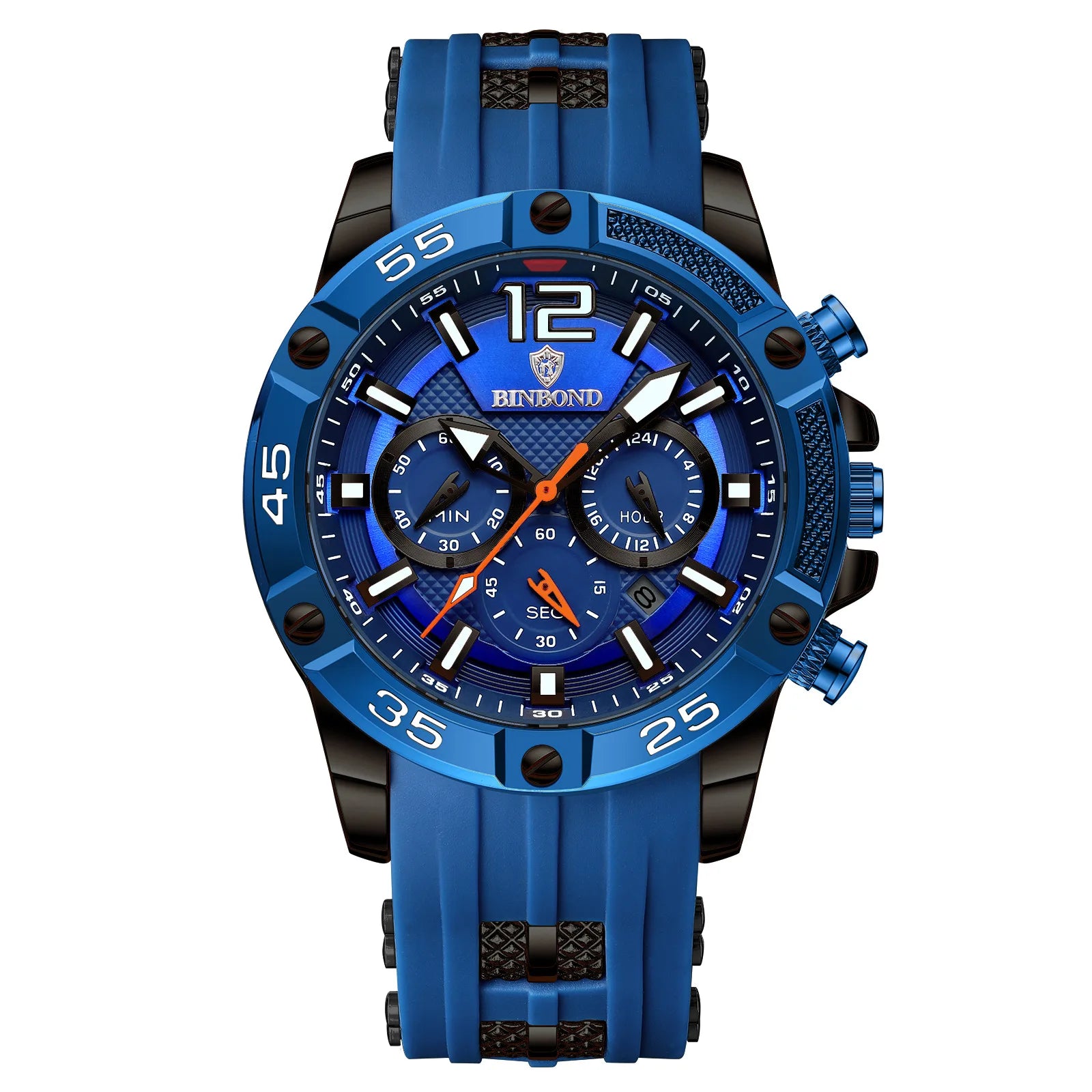 Binbond B9798 9798 3ATM Waterproof High Quality Quartz Movement Stainless Men's Silicone Strap Watch Date Luminous Hands Watches