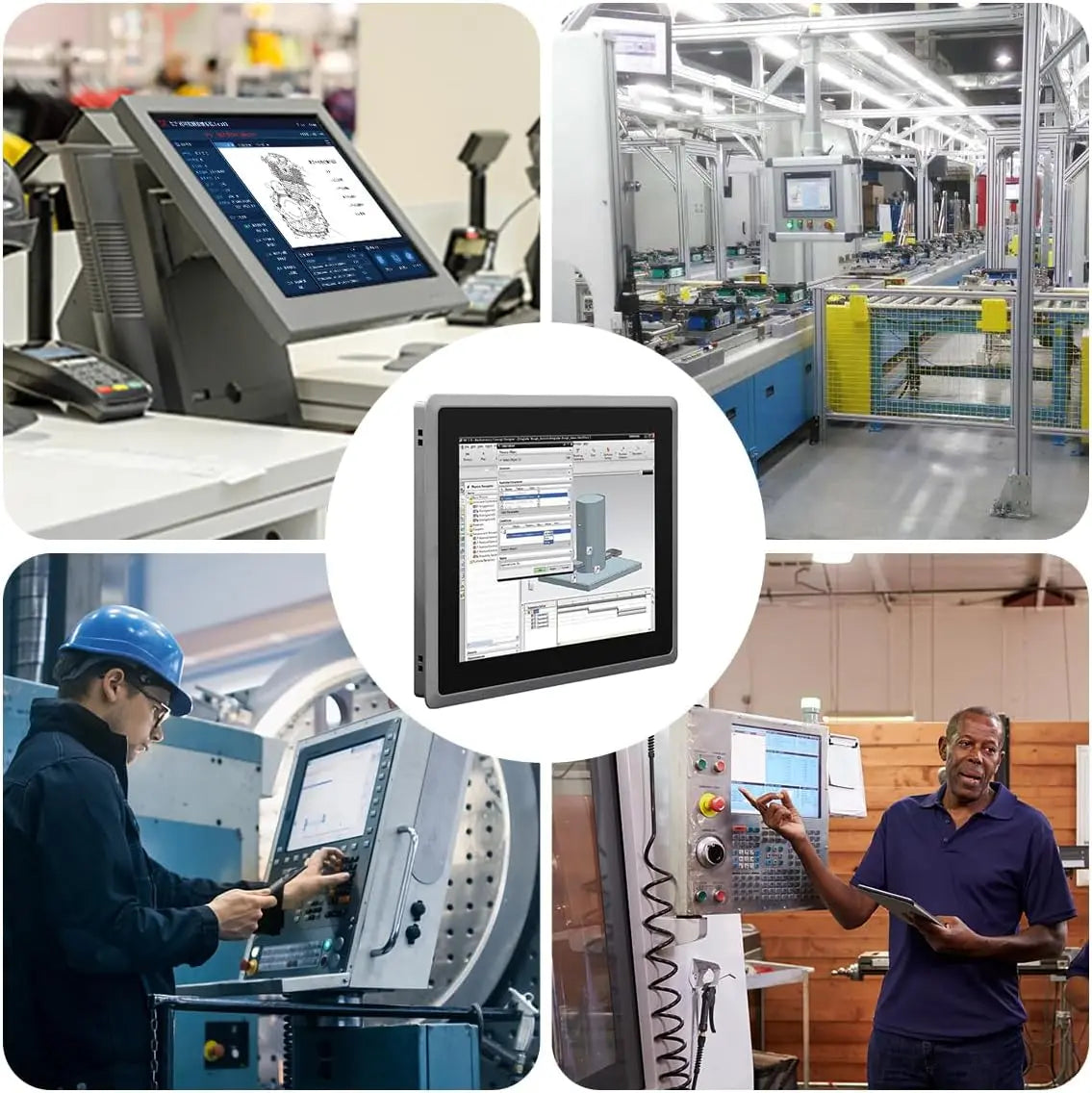 12 Inch Industrial Embedded Panel PC 10 Point Capacitive Touch Screen 2xUSB3.0 2xHDMI 2xRS232 2xLAN I3-7100U 8GB RAM 128GB SSD