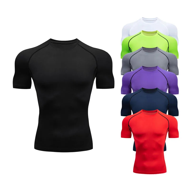 Men's Summer Sports Top Short-Sleeved Quick Drying T-Shirt for Fitness Jogging Volleyball Basketball Gym Fitness Sets