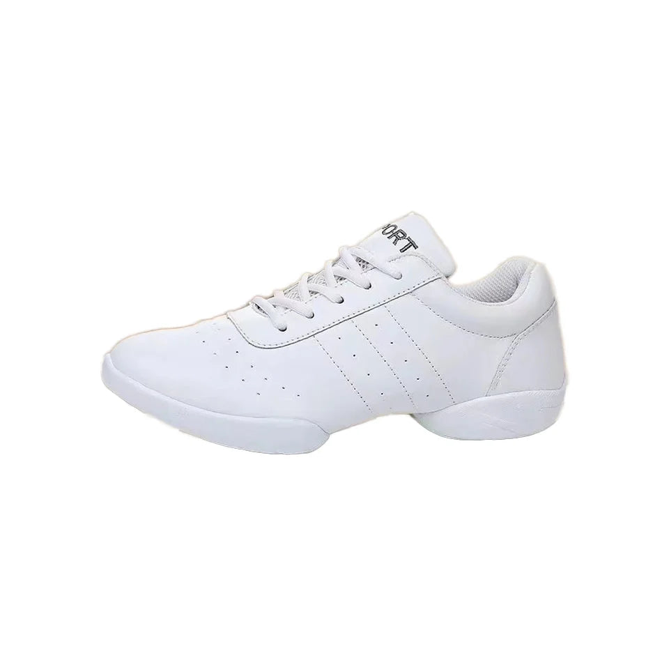 Children's Modern Competitive Dance Sneakers White Jazz Gymnastics Cheerleading Shoes Black Line Fashionable Dance Shoes