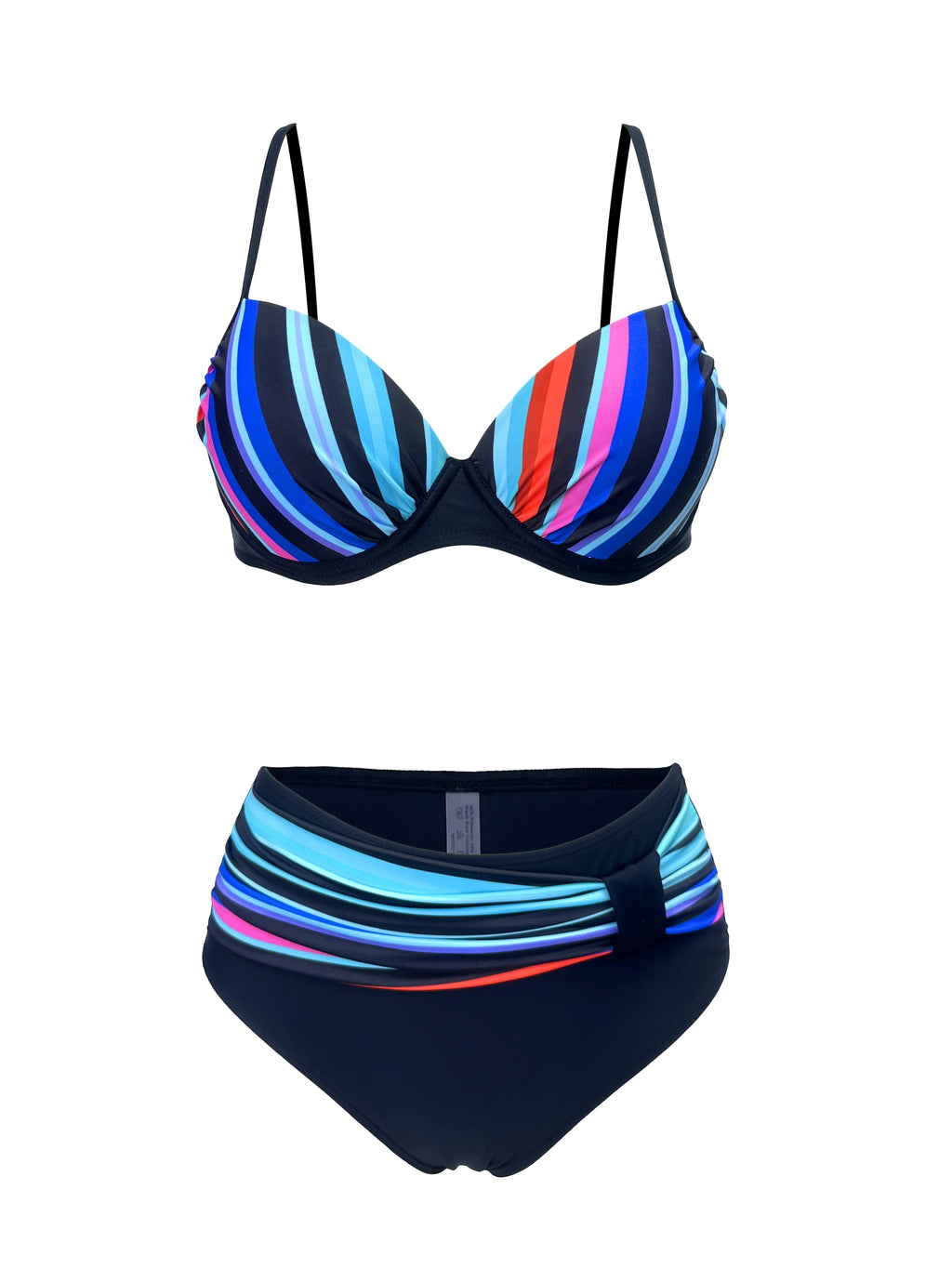 Striped Print Multicolor Bikini Swimsuit Women'S Two-Piece Set Easy Fashion Swimwear Hot Item