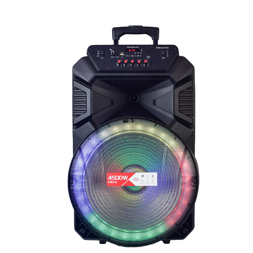 15'' Big Stock BT Speakers Caixa De Som Amplificada RGB  Light Outdoor Dj Sound System Trolley Speaker with Mic