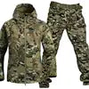 Large Size Outdoor Shark Skin Camouflage Plush Jacket Soft Shell Waterproof Windproof Hooded Thick Casual Warm-Keeping for