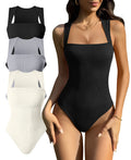Hot Sale Sleeveless Square Neck Wide Shoulder Strap Seamless Women's Fitness Bodysuits