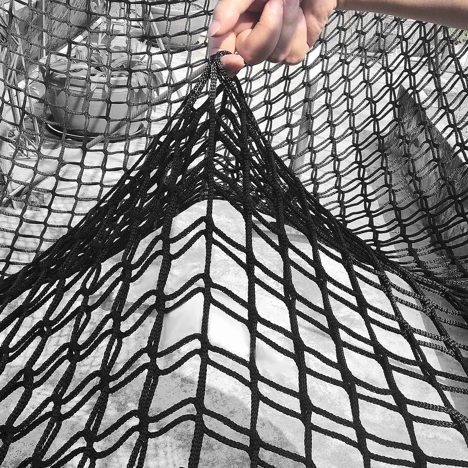 Black 6.5 X 9.8 ft Large Outdoor Hammock Netting Black Loft Rope Net Hammock Kids Backyard Climbing Net
