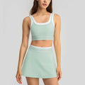 Women's 2-piece Tennis Set, Sports Bra, Tennis Skirt, Built-in Shorts, Breathable, Quick-drying, Suitable for Yoga and Gyms.