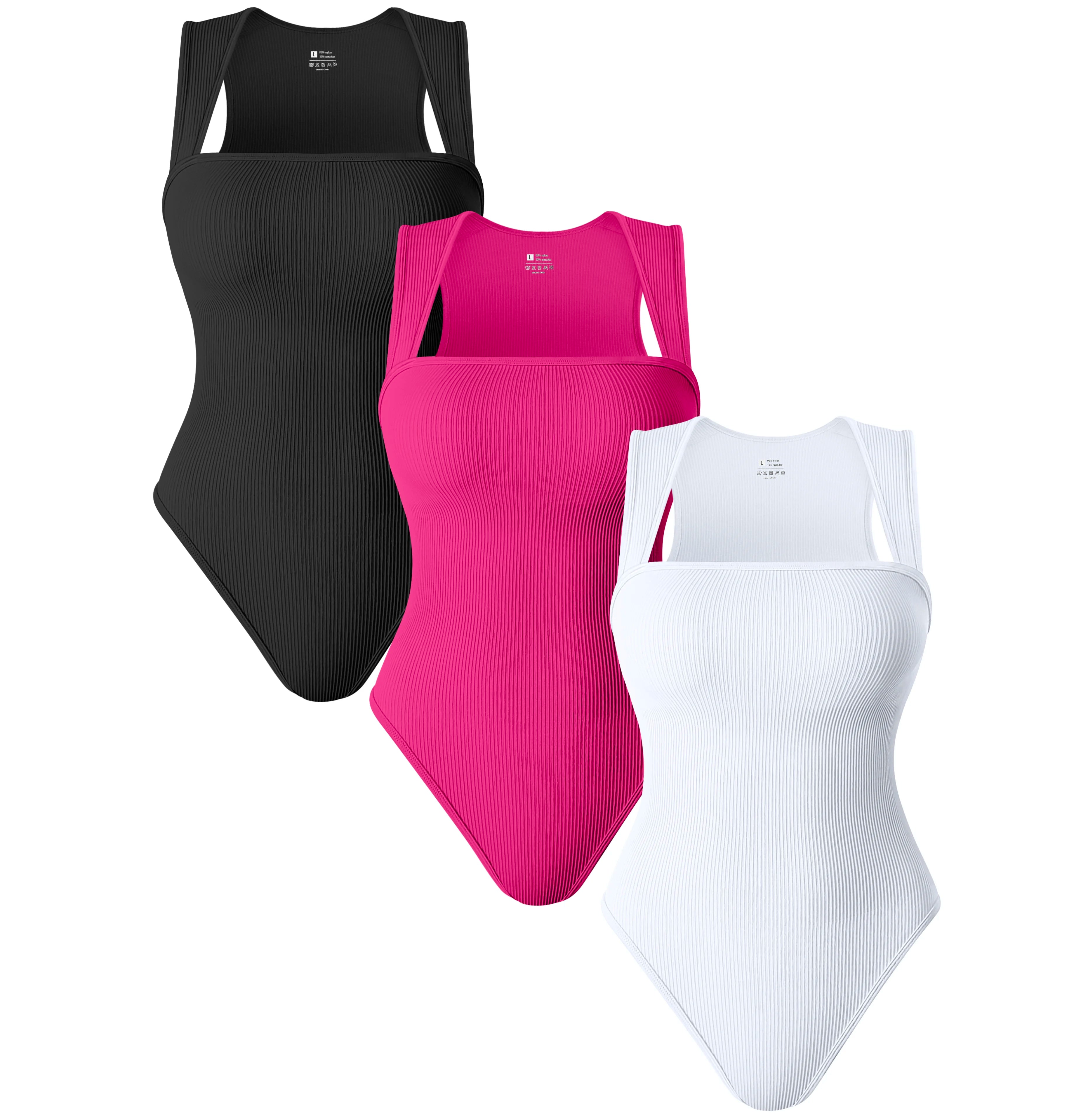 Hot Sale Sleeveless Square Neck Wide Shoulder Strap Seamless Women's Fitness Bodysuits