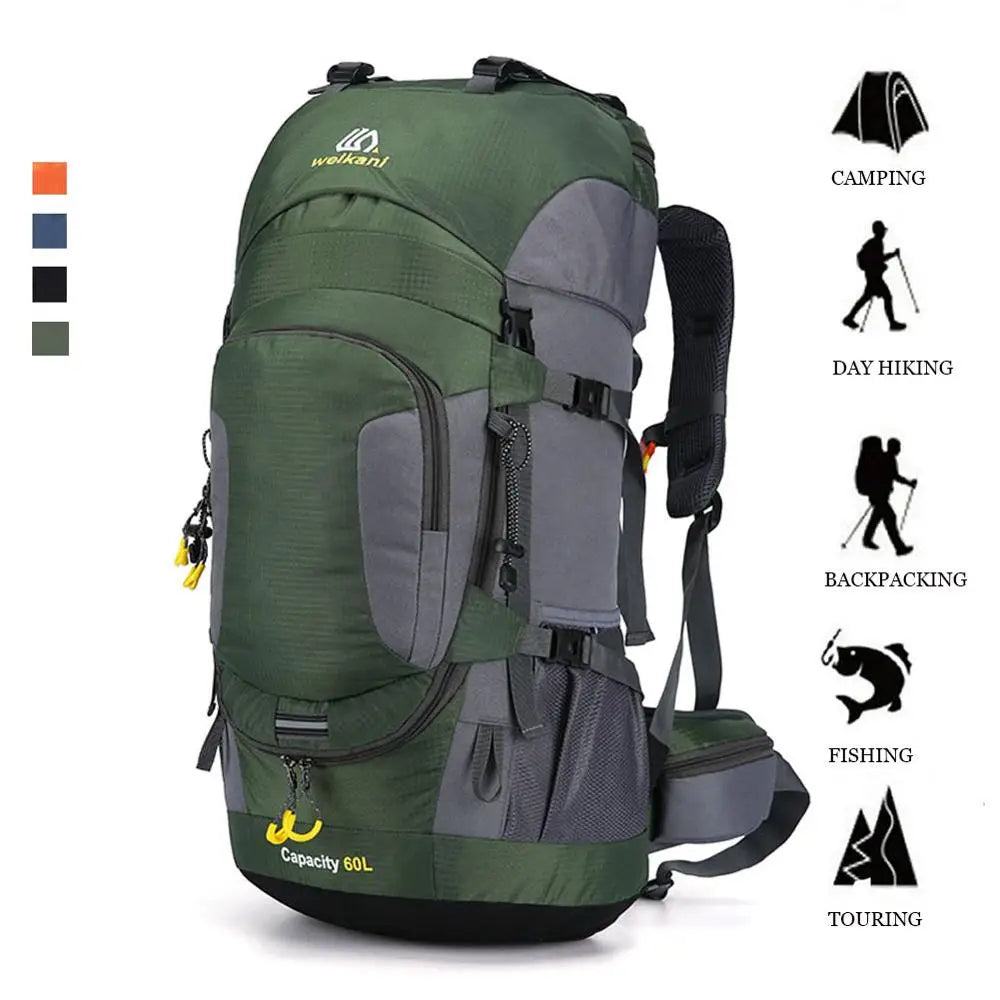 Sami Studio 60L Alligator Pattern Softback Unisex Fashion Backpack Shoe Compartment Outdoor Waterproof Zipper Nylon Resin Mesh