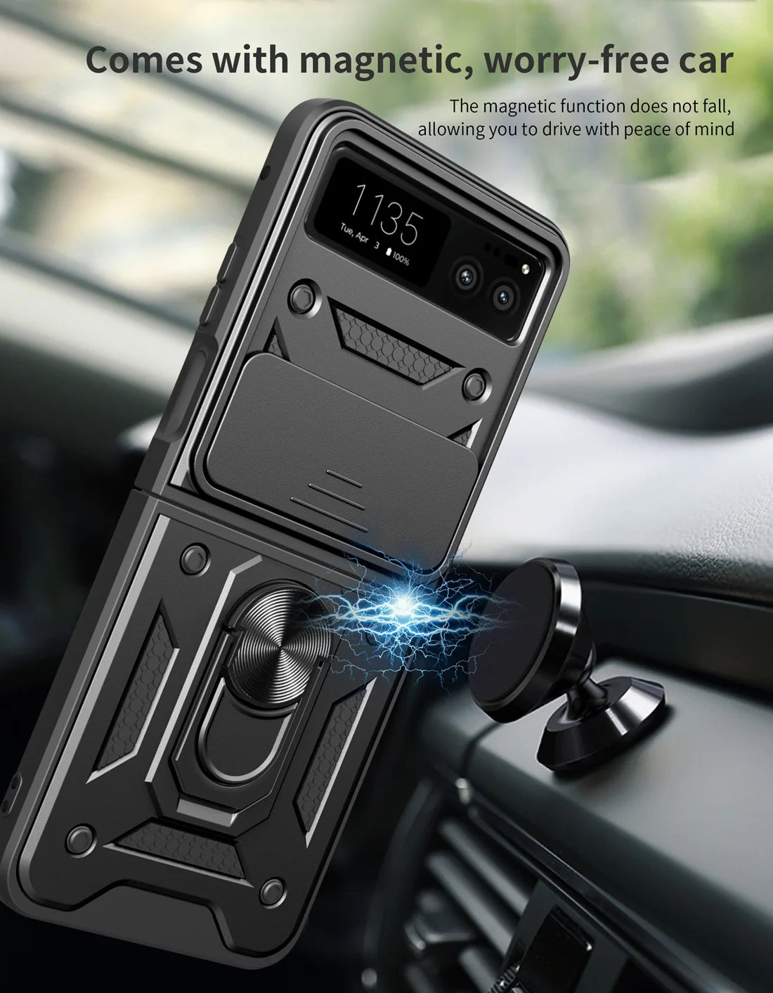 For Moto Razr 40 2023 Heavy Duty Rugged Cover Bracket Magnetic Holder Shockproof Phone Case For Motorola Razr 40 2023