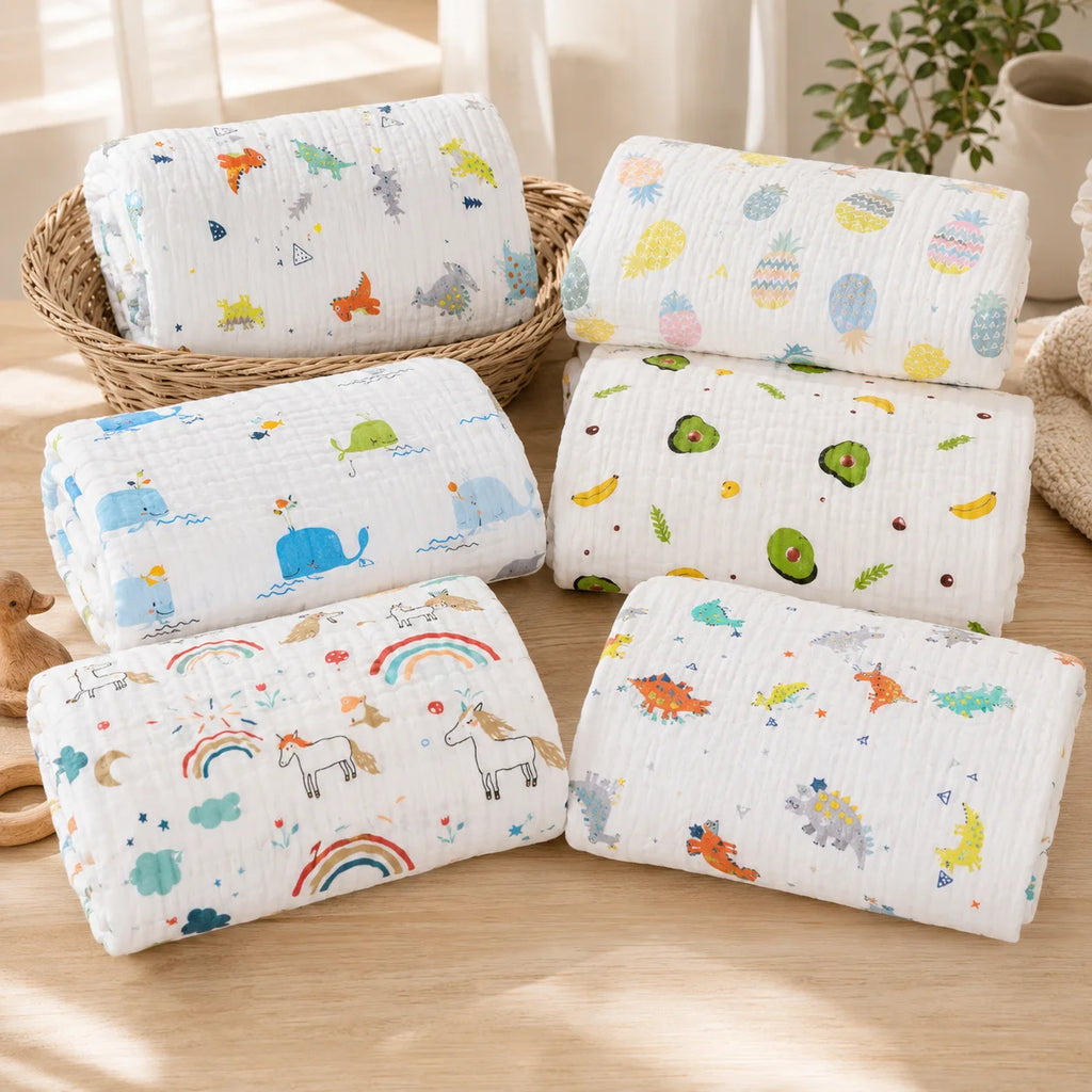 Baby Bath Towel Pure Cotton Gauze Absorbent Newborn Blanket Newborn Baby Shower Bag Children's Towel Soft