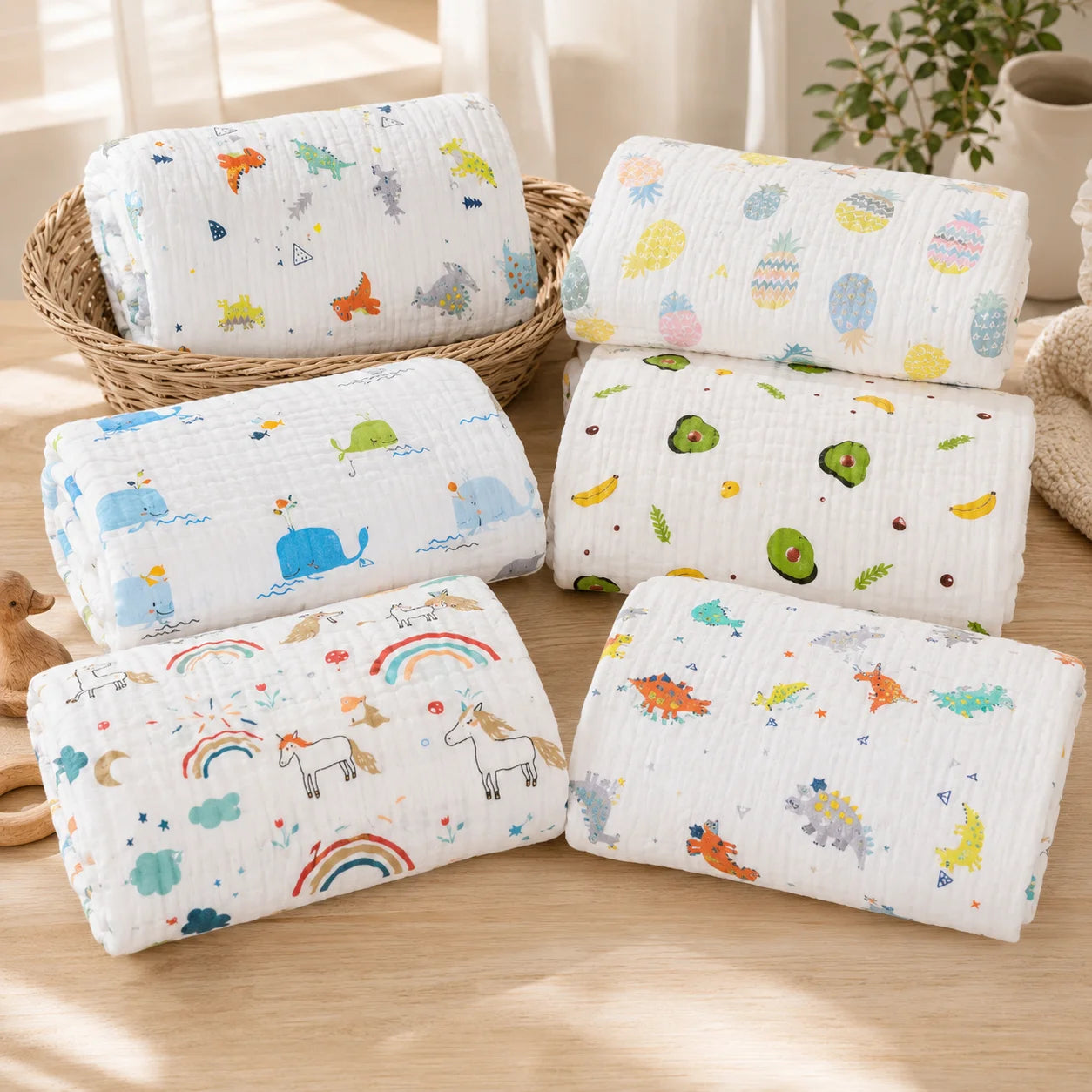 Baby Bath Towel Pure Cotton Gauze Absorbent Newborn Blanket Newborn Baby Shower Bag Children's Towel Soft