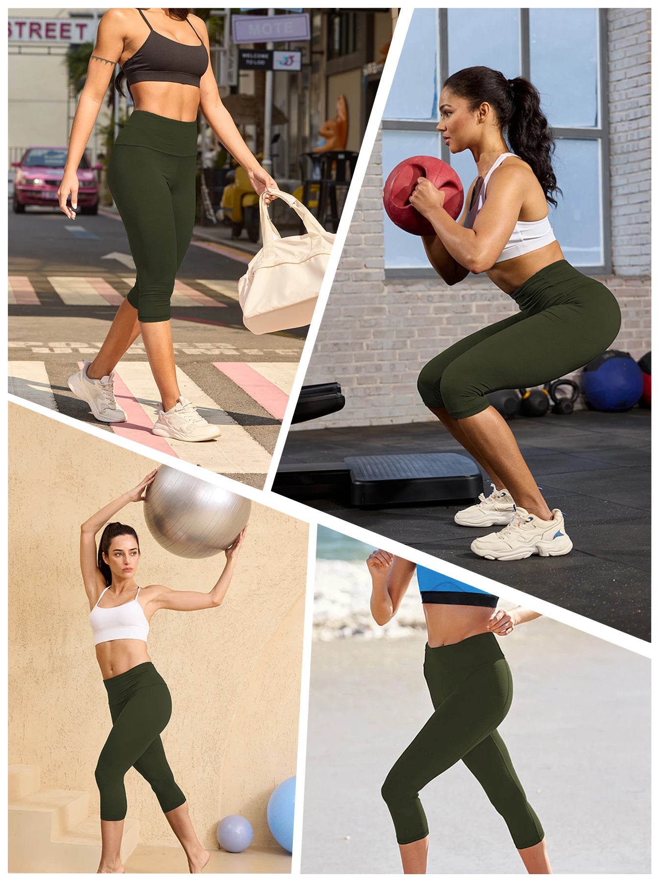 High Waisted Yoga Pants for Women Capri Pants Super Soft No See Through Workout Running Home Lounge Leggings