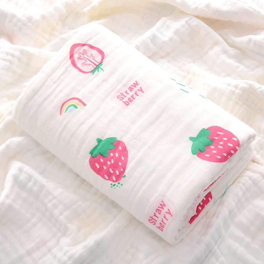 Baby Bath Towel Newborn Bathrobe Cotton Swaddle Blanket for Boy Girl 4-Layer Gauze Infant Washcloth Children's Blanket