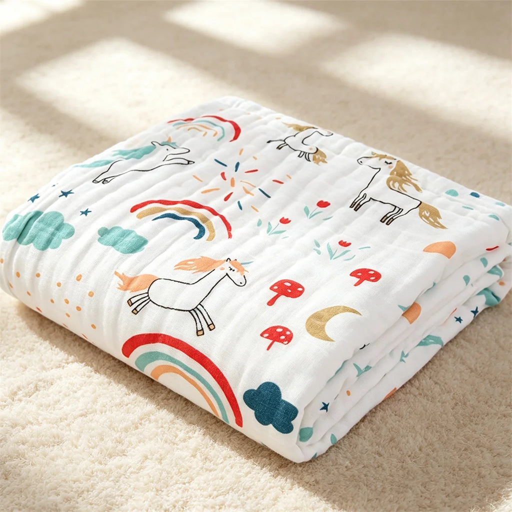 Baby Bath Towel Pure Cotton Gauze Absorbent Newborn Blanket Newborn Baby Shower Bag Children's Towel Soft