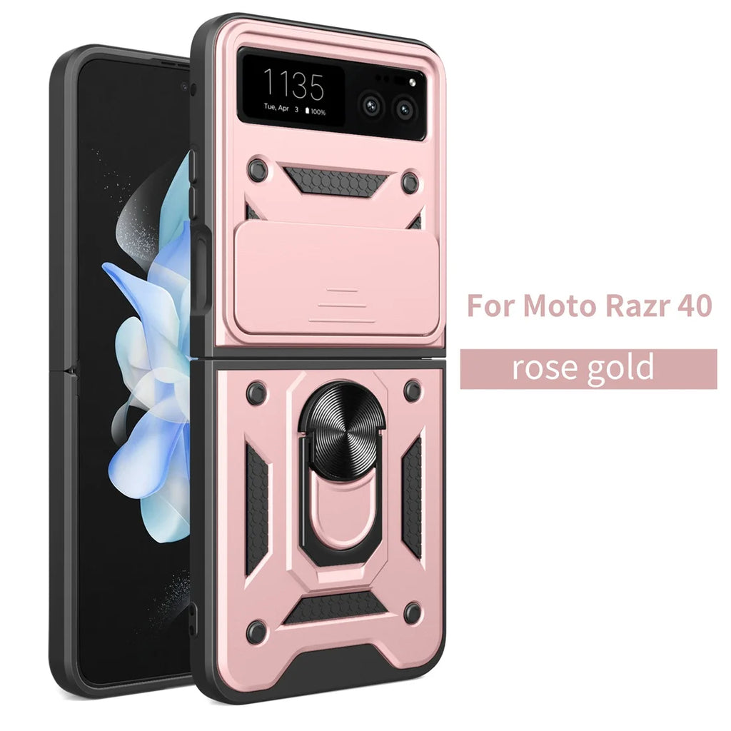For Moto Razr 40 2023 Heavy Duty Rugged Cover Bracket Magnetic Holder Shockproof Phone Case For Motorola Razr 40 2023