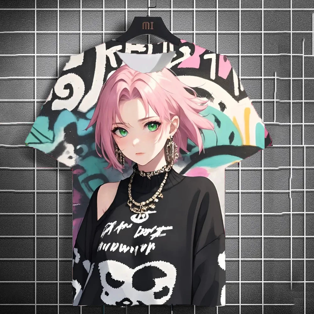 Men's Anime Character Graffiti Tee 3D Sexy Beauty Print Poster Style T Shirt Trend Men/Women Short Sleeve Y2k Tshirt