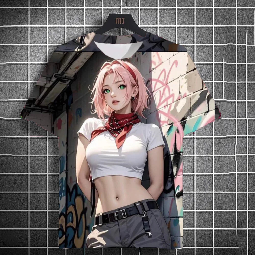 Men's Anime Character Graffiti Tee 3D Sexy Beauty Print Poster Style T Shirt Trend Men/Women Short Sleeve Y2k Tshirt