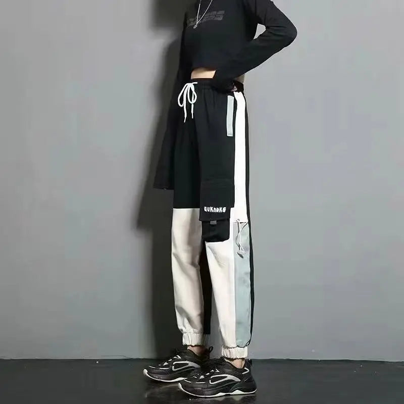 Women's Joggers Casual Sports Girls Fashion Hip-hop Streetwear Pants Fashion Cargo Pants Female Dance Sweatpants Trousers Black