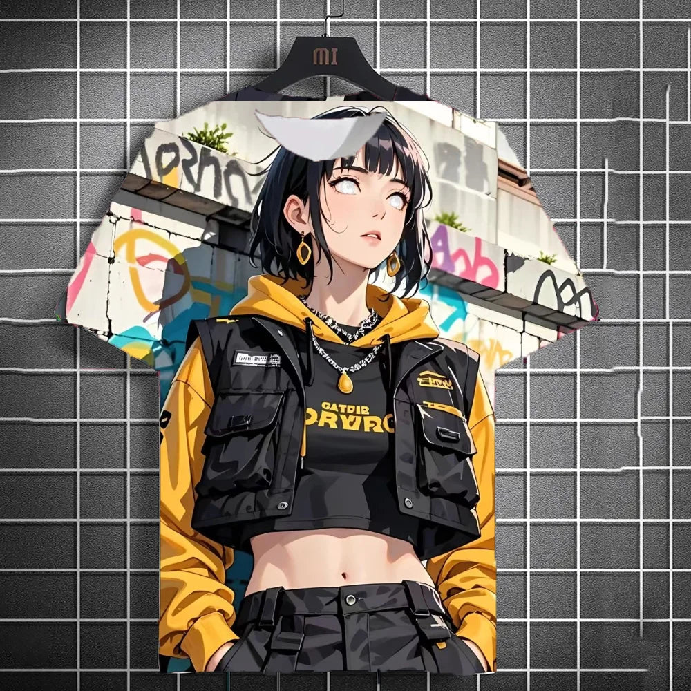 Men's Anime Character Graffiti Tee 3D Sexy Beauty Print Poster Style T Shirt Trend Men/Women Short Sleeve Y2k Tshirt
