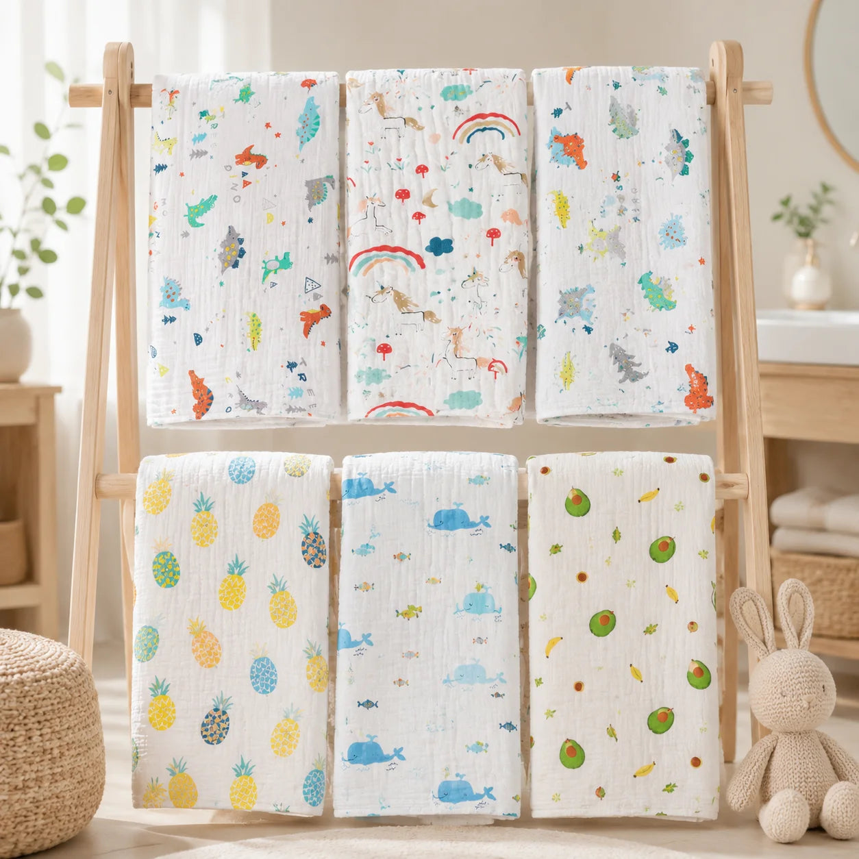 Baby Bath Towel Pure Cotton Gauze Absorbent Newborn Blanket Newborn Baby Shower Bag Children's Towel Soft