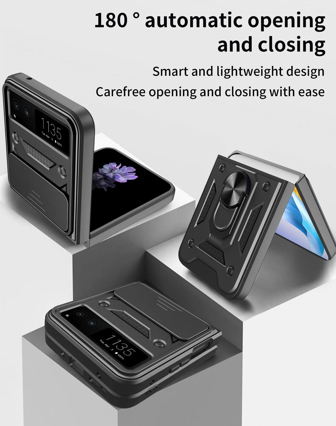 For Moto Razr 40 2023 Heavy Duty Rugged Cover Bracket Magnetic Holder Shockproof Phone Case For Motorola Razr 40 2023